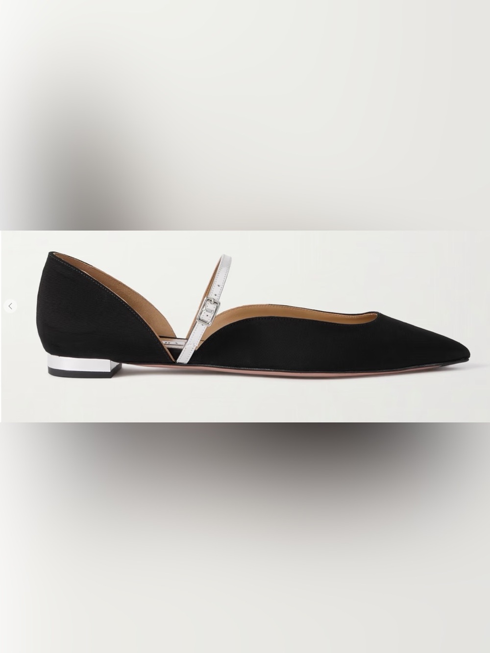 Aquazzura Bellezza metallic faux leather-trimmed grosgrain flats